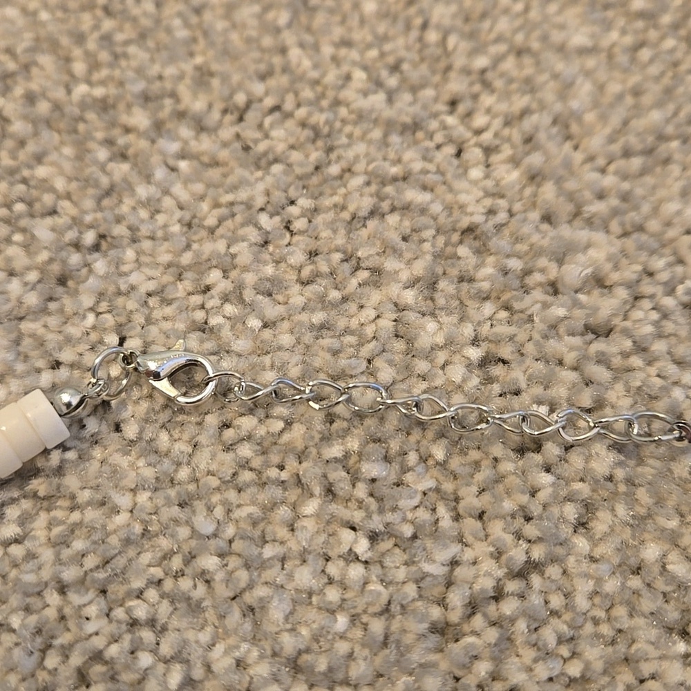 Puka Beaded Necklace in White, Black Blue - Picture 3 of 3